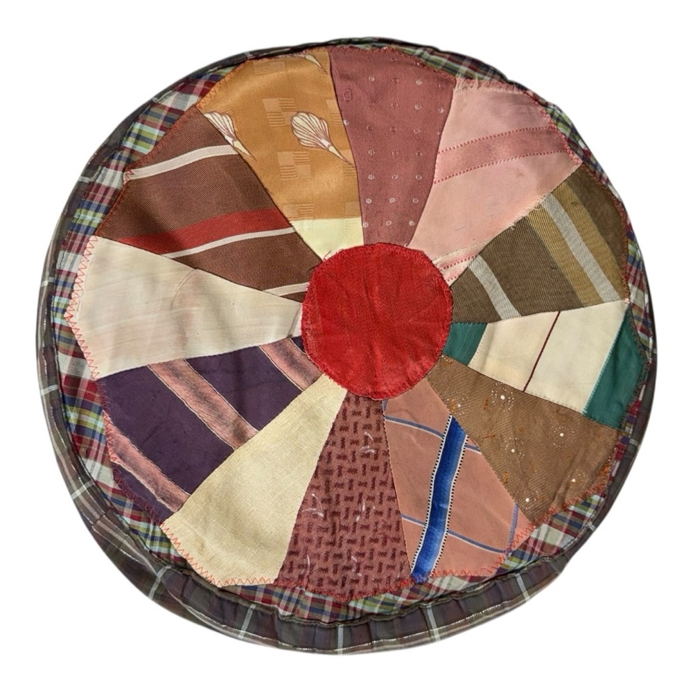 Vintage Colorful Patchwork Round Cushion